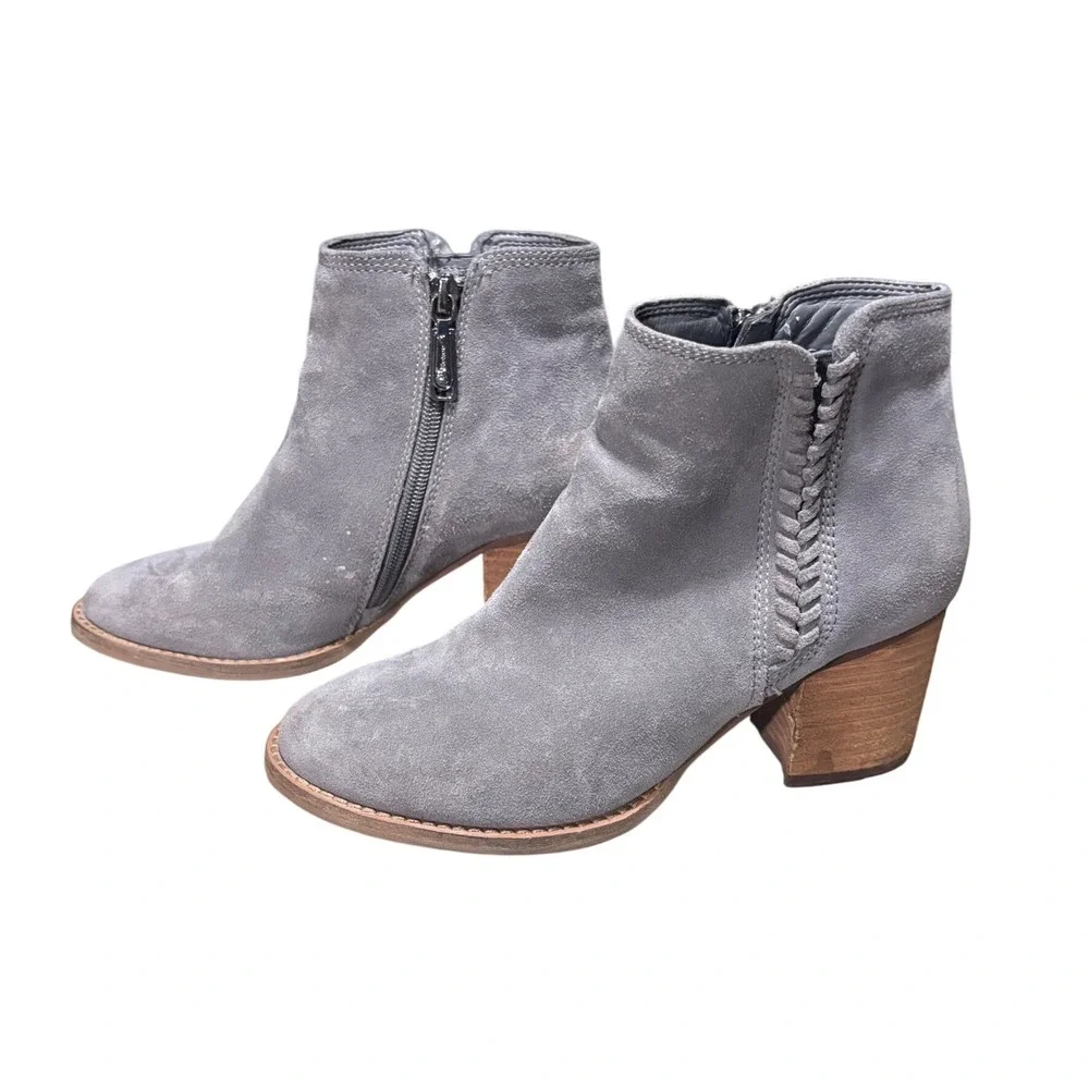 Blondo Waterproof Suede Gray Ankle Boots Heel Booties‎ Women Size 6M